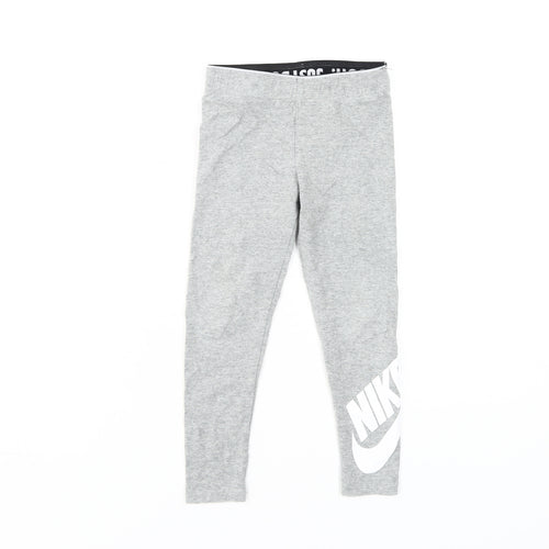 Nike Girls Grey Leggings 6 Years Elastic Waist Athleisure