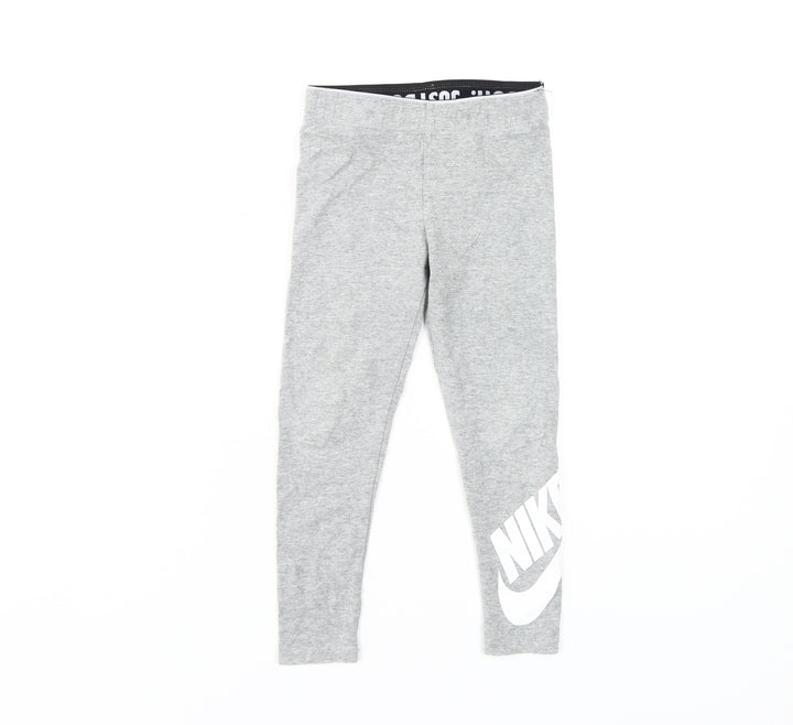 Nike Girls Grey Leggings 6 Years Elastic Waist Athleisure