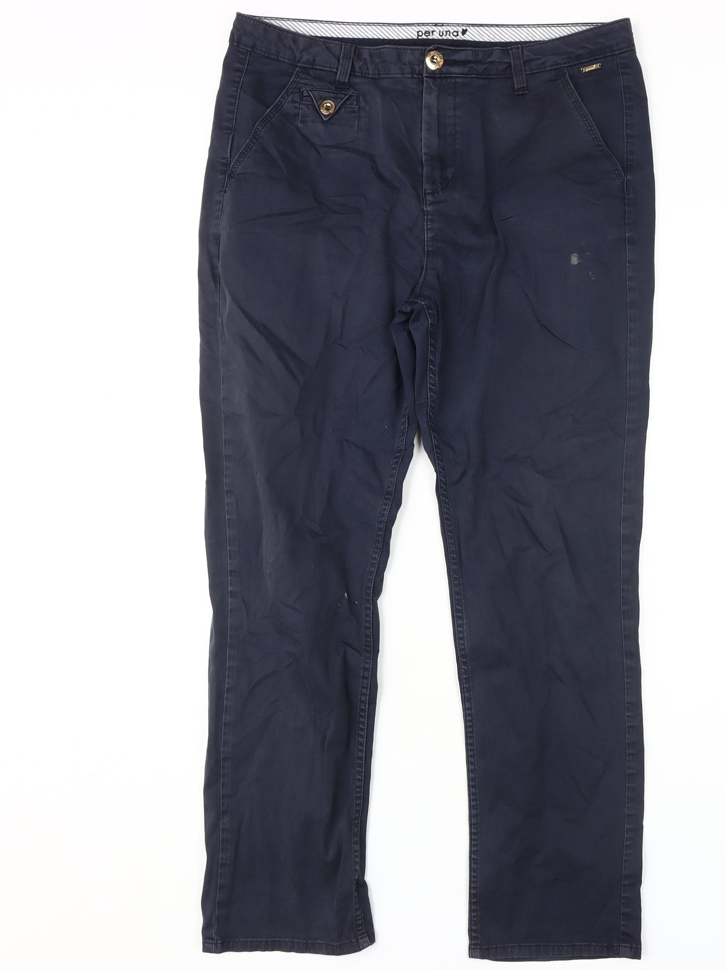 Marks and Spencer Women's Blue Chino Trousers, Size 14