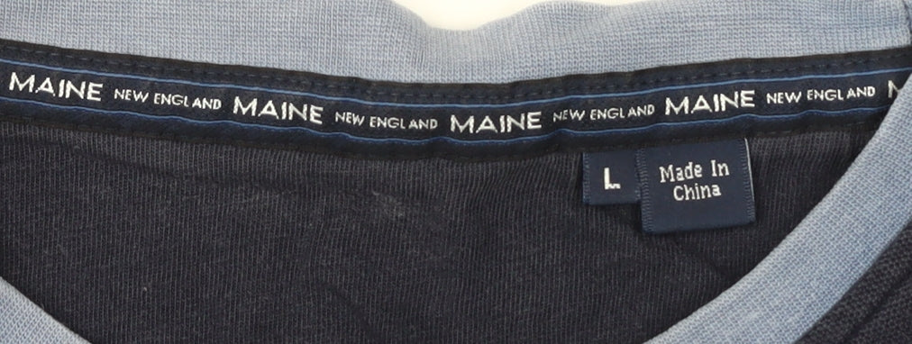 Maine New England Men's Blue Crew Neck T-Shirt L