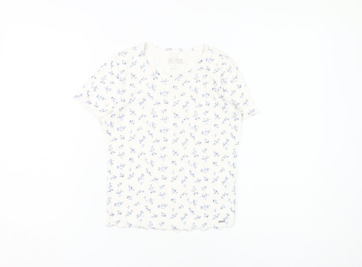 Hollister Women's Ivory Floral T-Shirt XS Casual