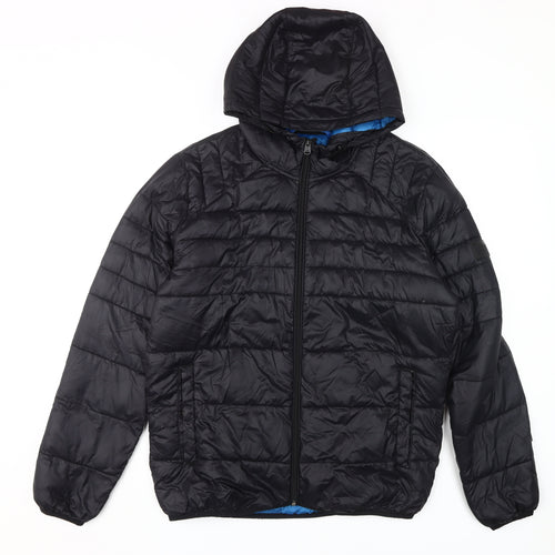 Jack & Jones Men's Black Puffer Jacket L Hooded