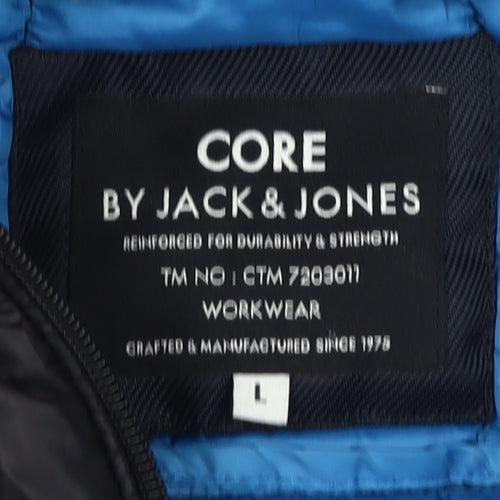 Jack & Jones Men's Black Puffer Jacket L Hooded