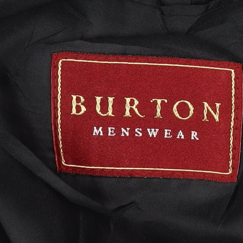 Burton Mens Black Blazer, 40 Regular Fit Single-Breasted