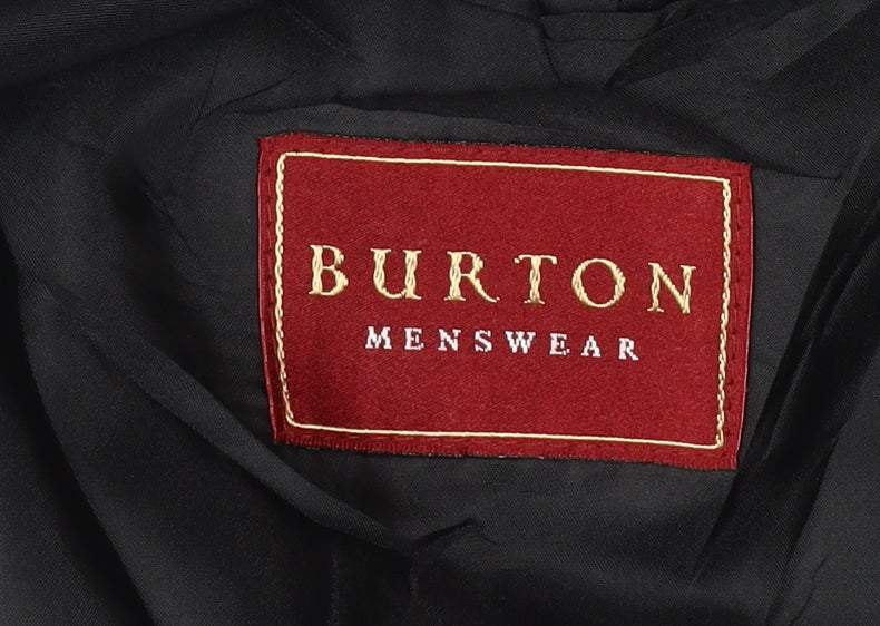 Burton Mens Black Blazer, 40 Regular Fit Single-Breasted