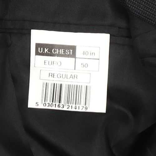 Burton Mens Black Blazer, 40 Regular Fit Single-Breasted