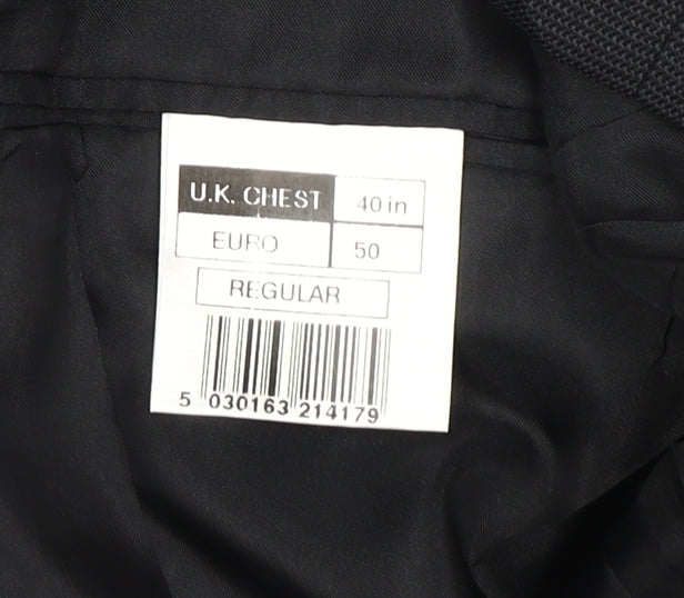 Burton Mens Black Blazer, 40 Regular Fit Single-Breasted