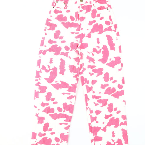 Shekou Women's Pink Animal Print Jeans, Size S