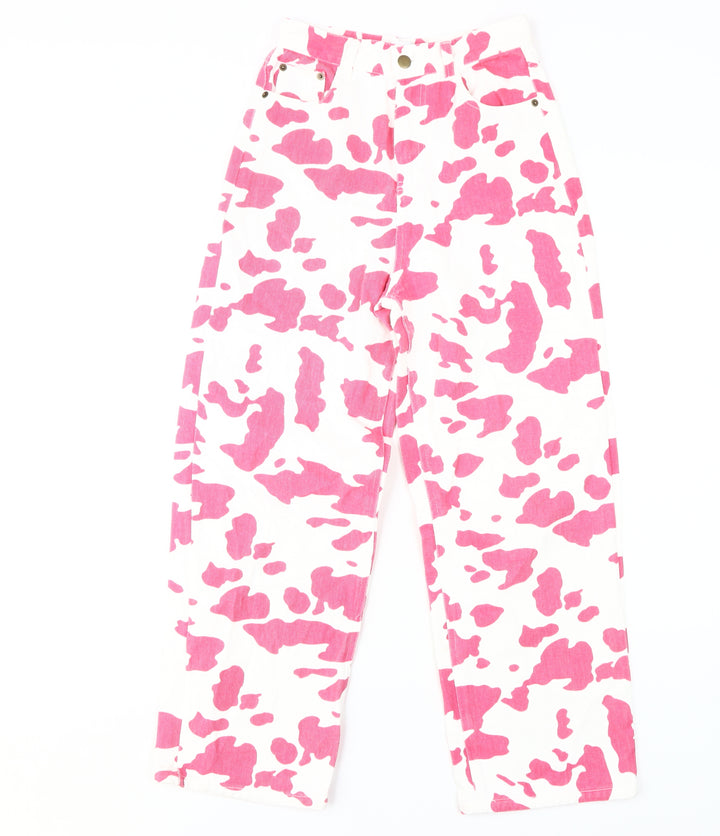 Shekou Women's Pink Animal Print Jeans, Size S