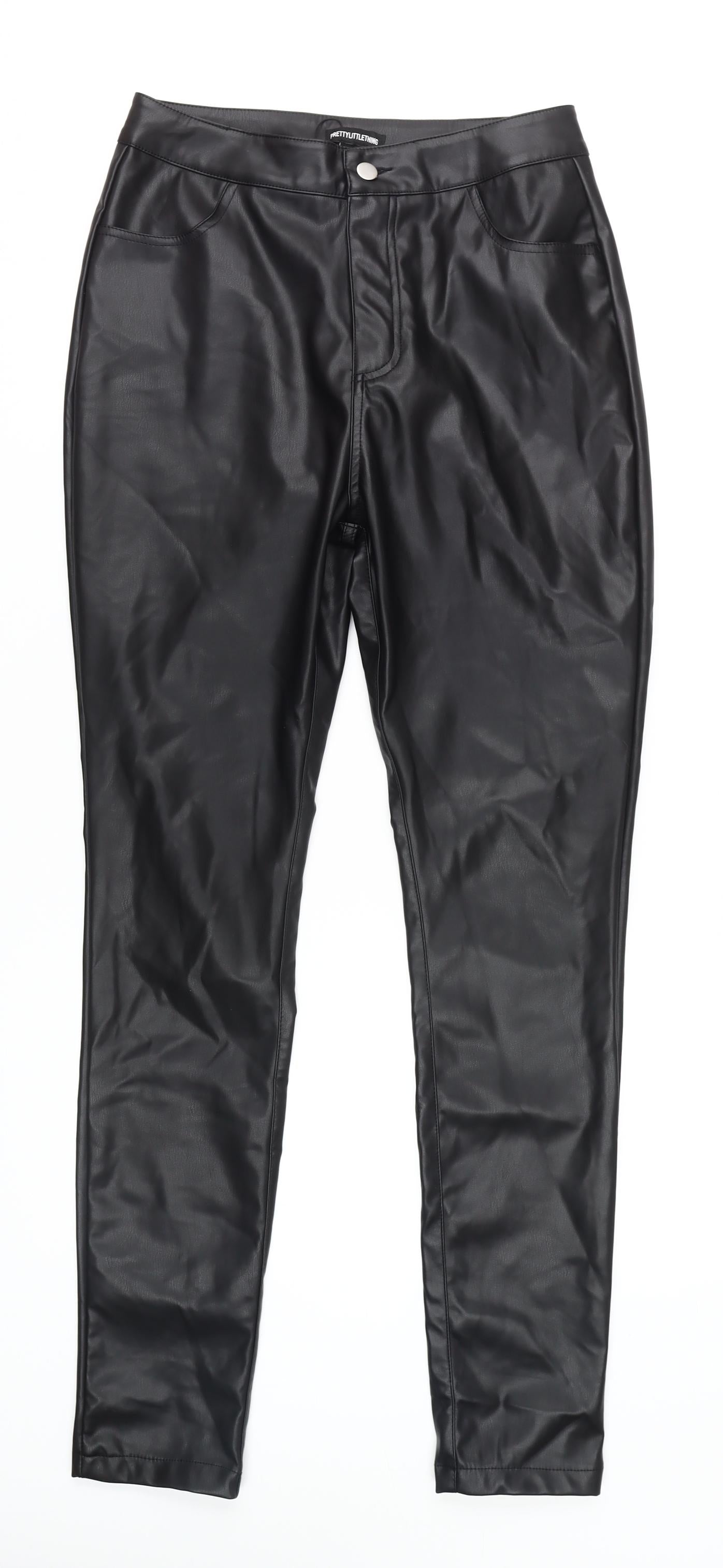 PrettyLittleThing Women's Black Skinny Faux Leather Trousers