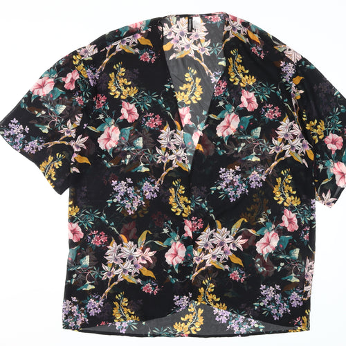 H&M Women's Floral Kimono Blouse, L, Multicoloured