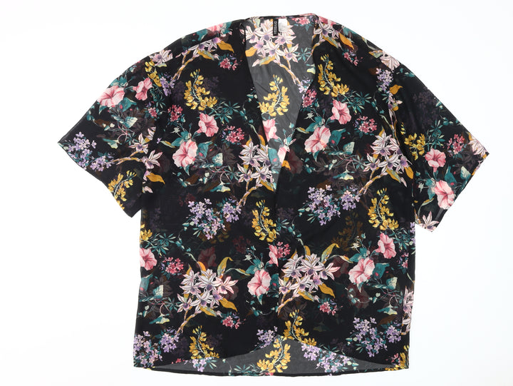 H&M Women's Floral Kimono Blouse, L, Multicoloured