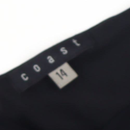 Coast Women's Black V-Neck Size 14 Sleeveless Ruched Dress