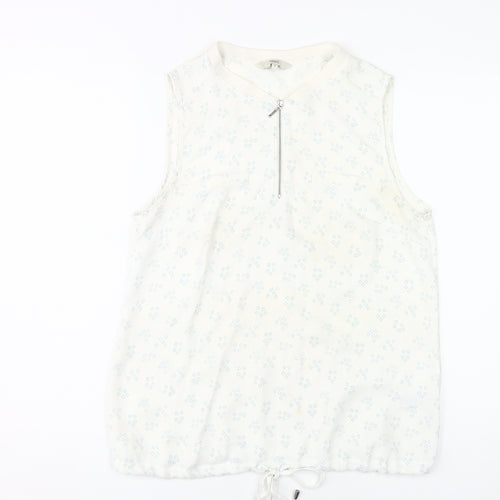 Next Women's White Sleeveless Top, Size 12, Zip Accent