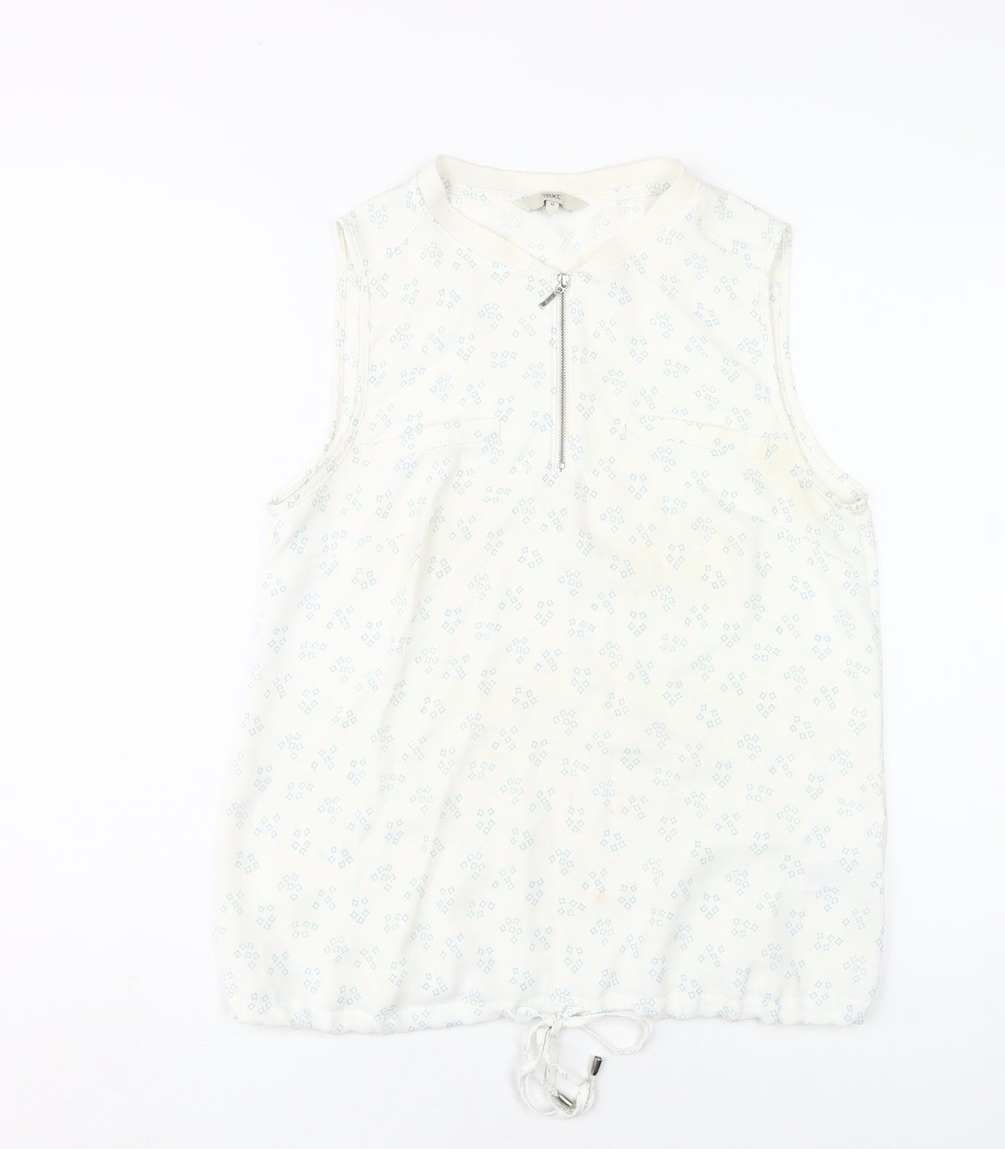 Next Women's White Sleeveless Top, Size 12, Zip Accent