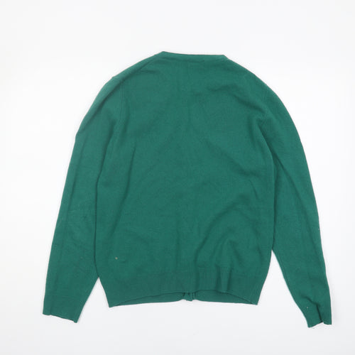 Benetton Women's Green Wool Cardigan M - Elegant Knitwear