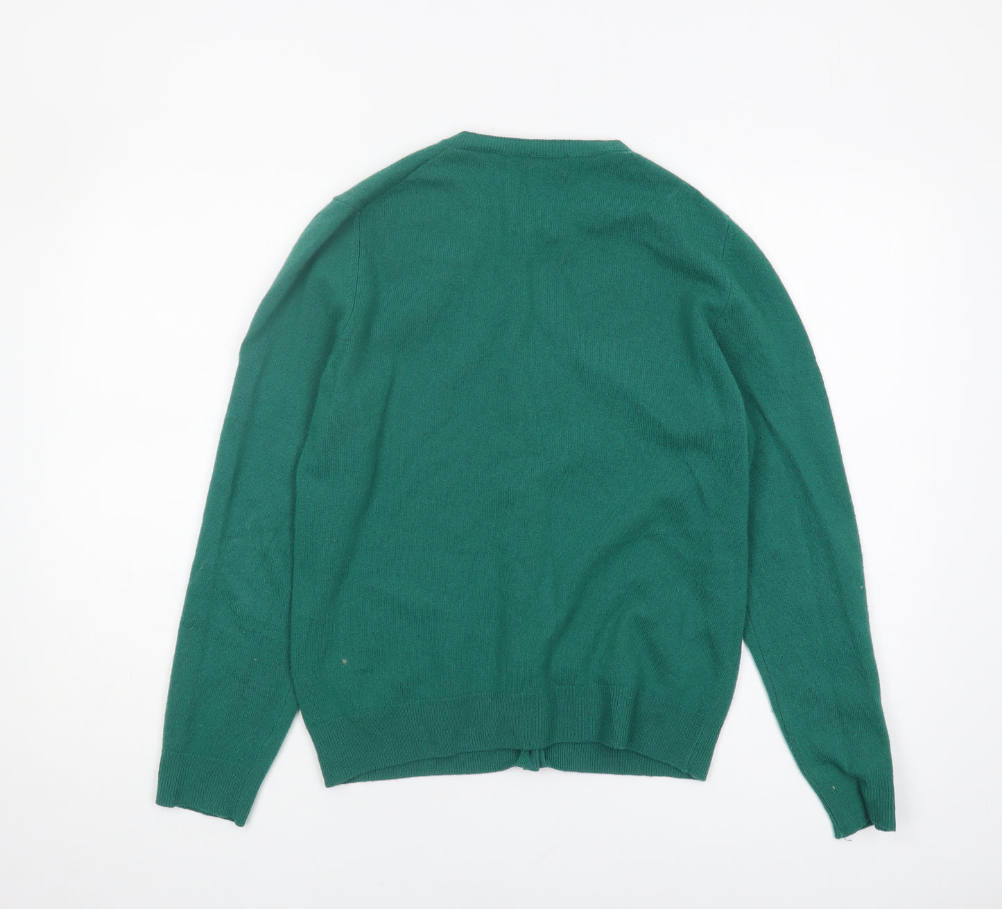 Benetton Women's Green Wool Cardigan M - Elegant Knitwear