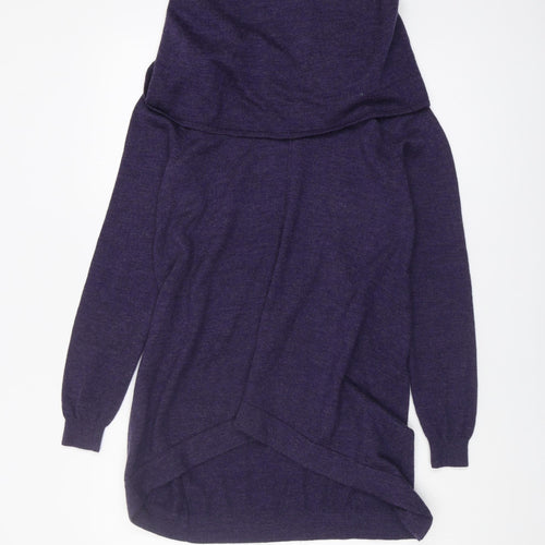 Repeat Women's Purple Cowl Neck Merino Wool Jumper Size 8