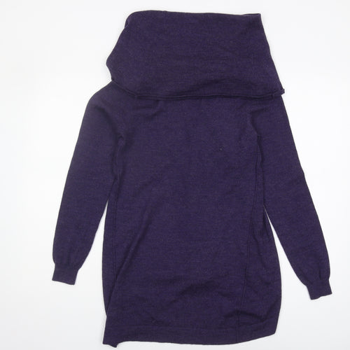 Repeat Women's Purple Cowl Neck Merino Wool Jumper Size 8