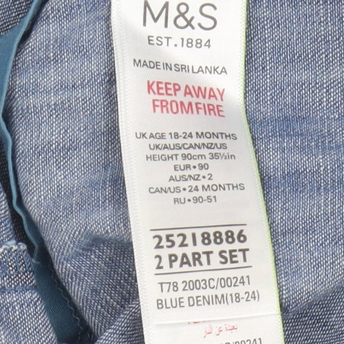 Marks & Spencer Blue Denim Jumper Dress, 18-24 Months