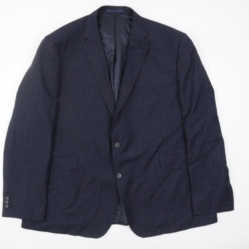 Racing Green Men's Blue Plaid Blazer, Size 52, Regular Fit