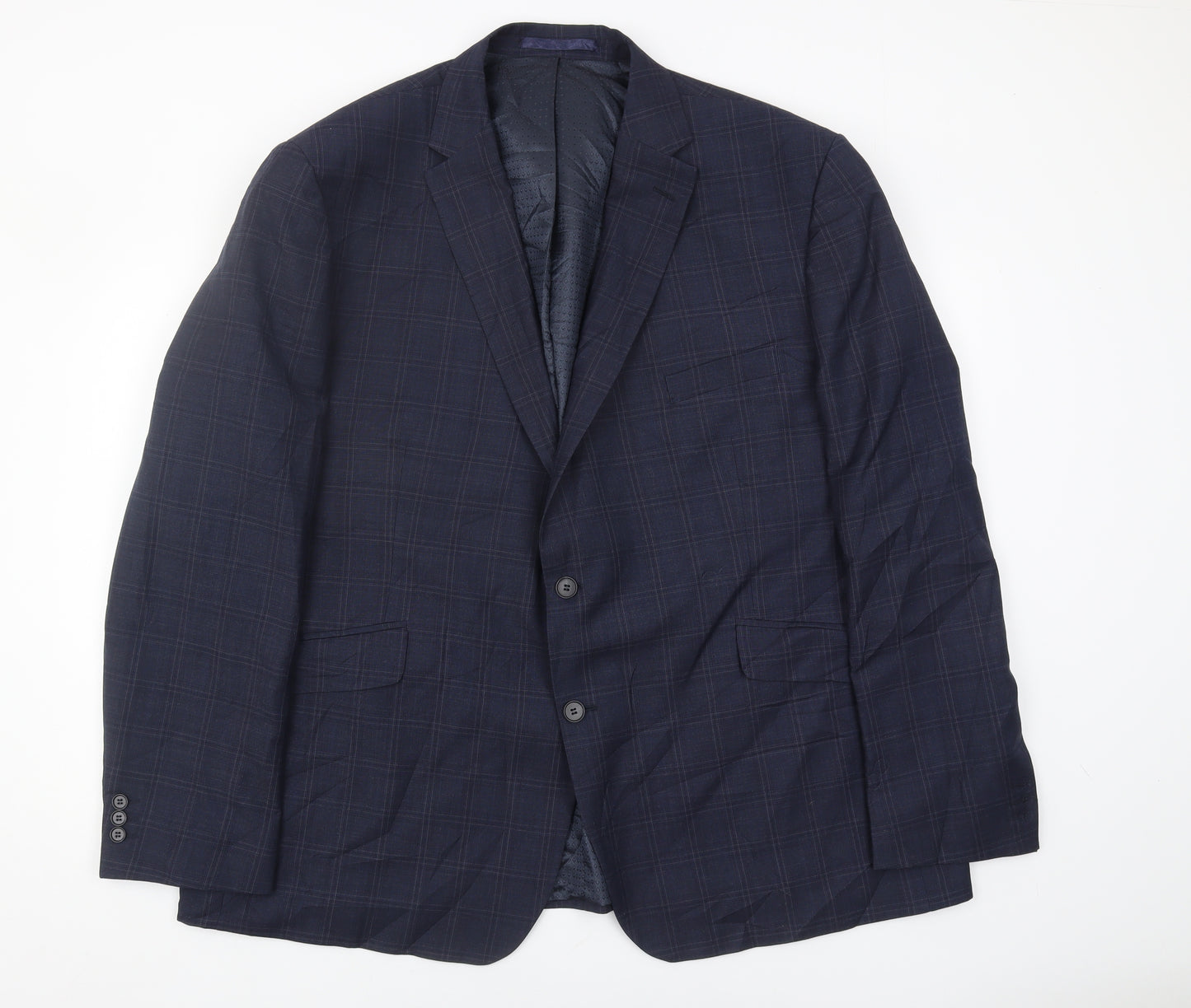 Racing Green Men's Blue Plaid Blazer, Size 52, Regular Fit