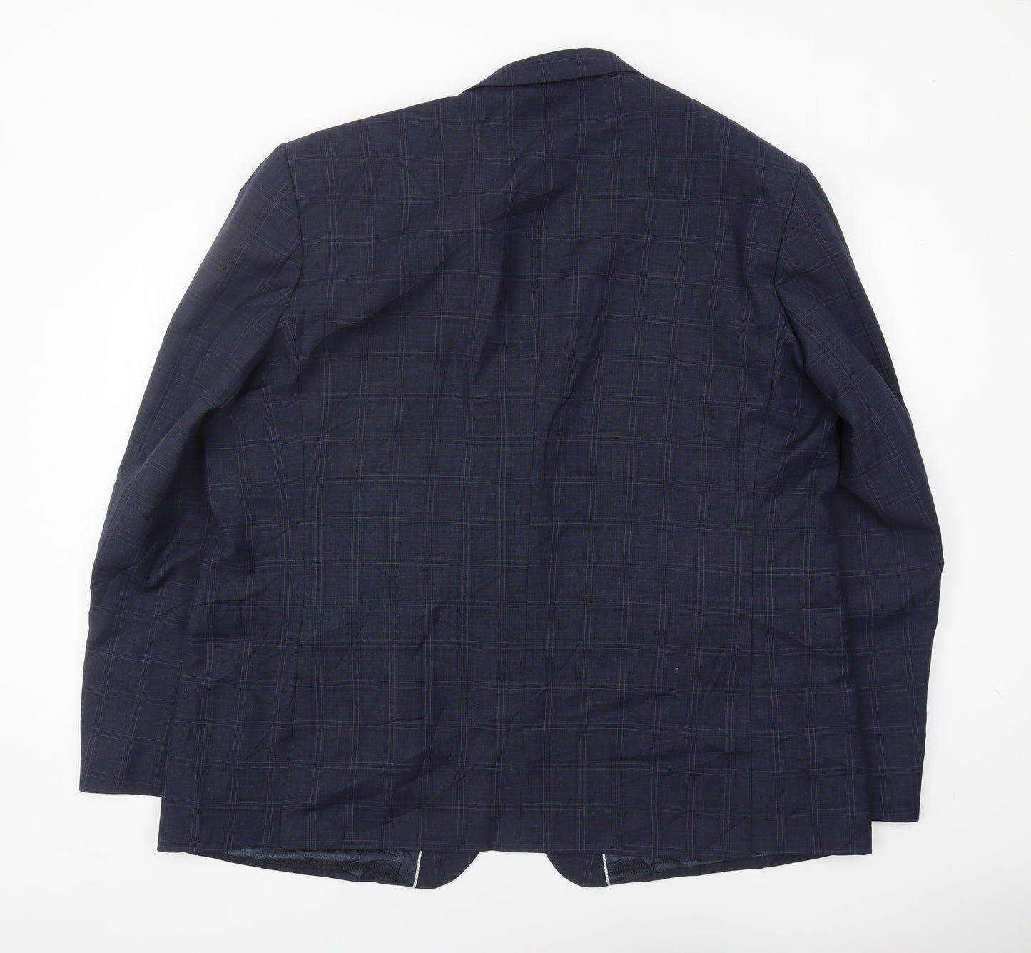 Racing Green Men's Blue Plaid Blazer, Size 52, Regular Fit