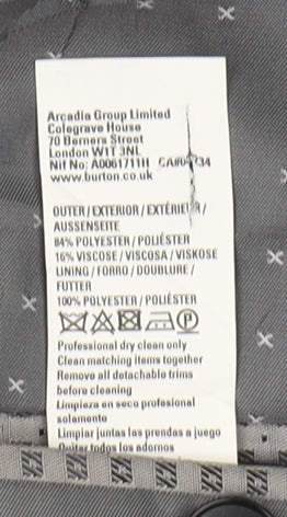 Burton Mens Grey Slim Fit Blazer - Men's Jacket 38R