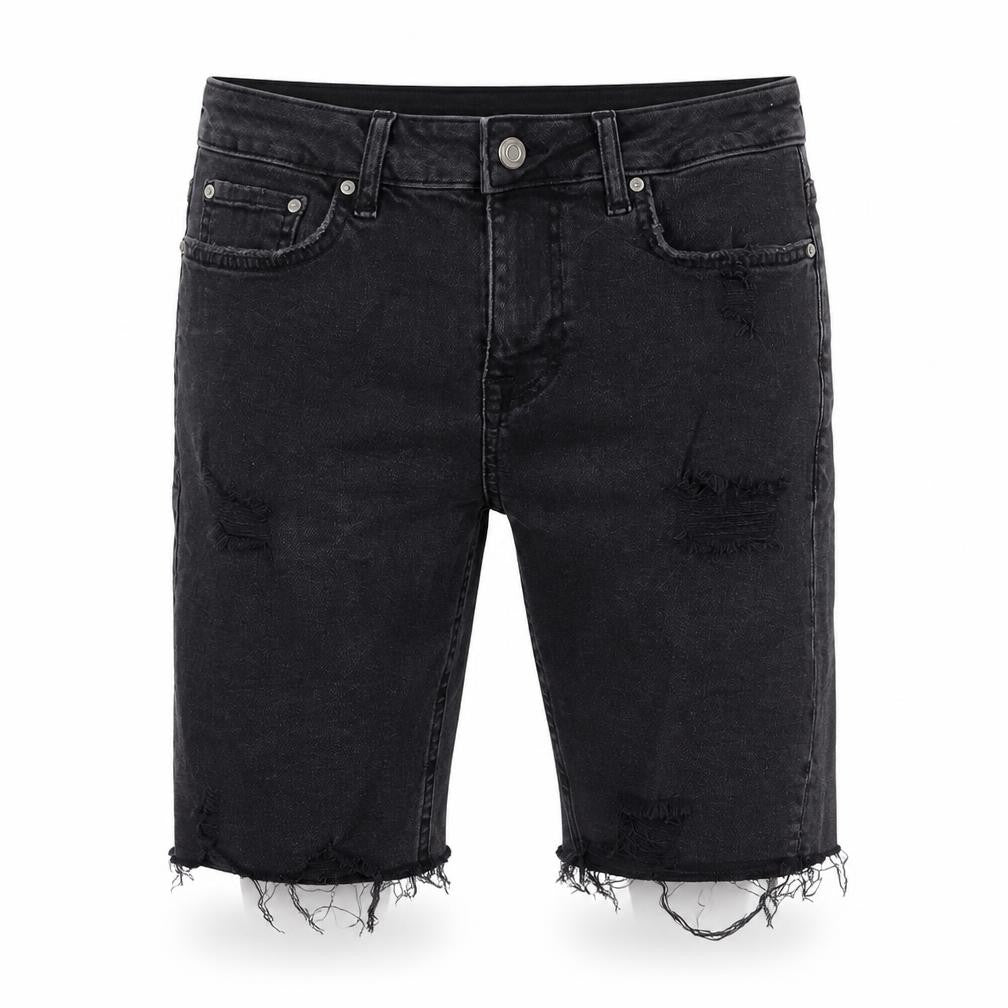 ASOS Men's Black Denim Distressed Shorts, Size 28, Slim Fit