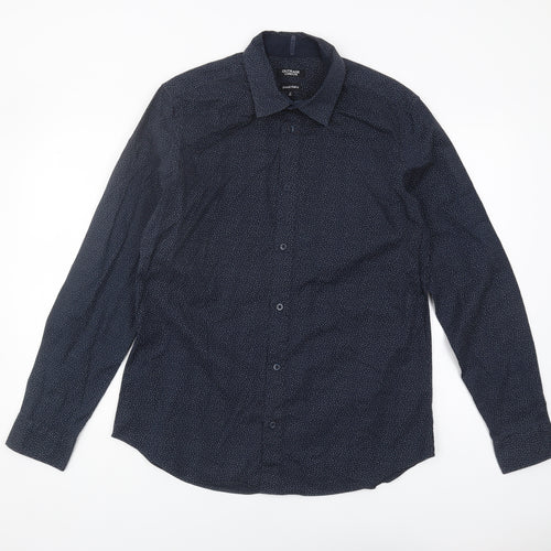 Outrage London Blue Geometric Long Sleeve Shirt L