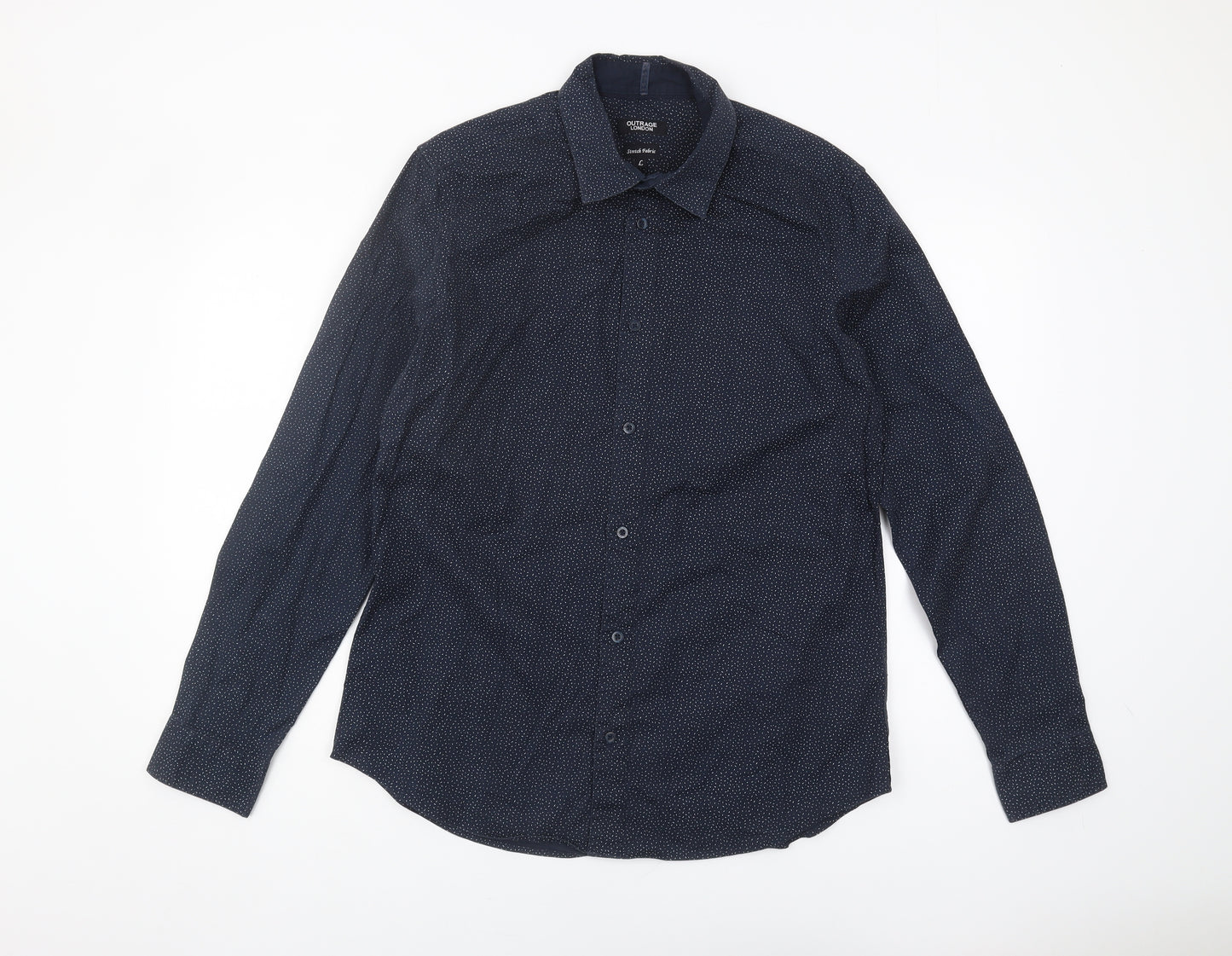 Outrage London Blue Geometric Long Sleeve Shirt L