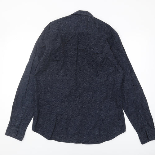 Outrage London Blue Geometric Long Sleeve Shirt L