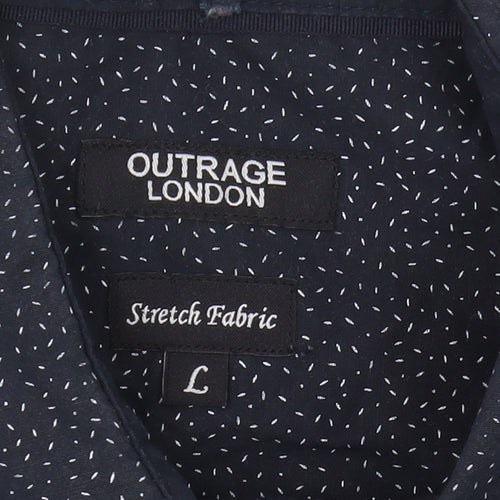 Outrage London Blue Geometric Long Sleeve Shirt L