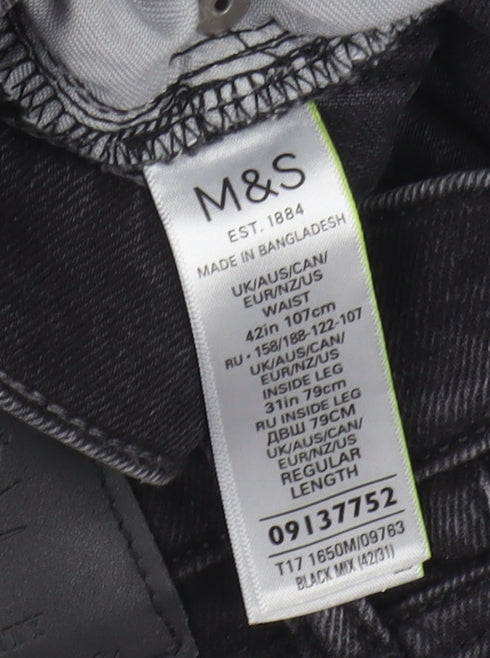 Marks and Spencer Men's Black Straight Jeans Size 42