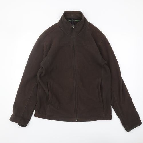 Marks & Spencer Men's Brown Fleece Jacket S Stand-Up Collar