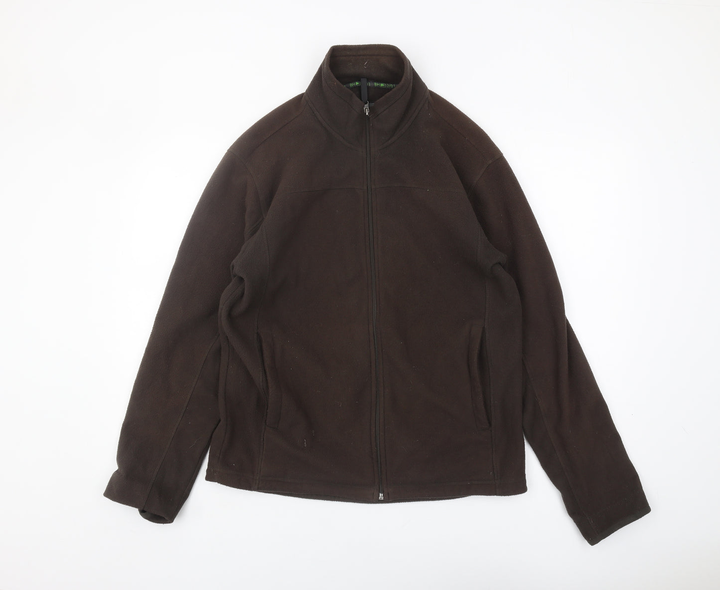 Marks & Spencer Men's Brown Fleece Jacket S Stand-Up Collar