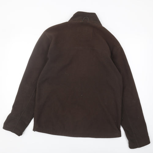 Marks & Spencer Men's Brown Fleece Jacket S Stand-Up Collar