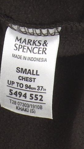 Marks & Spencer Men's Brown Fleece Jacket S Stand-Up Collar