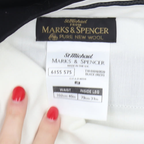 Marks & Spencer Men's Black Wool Trousers XL