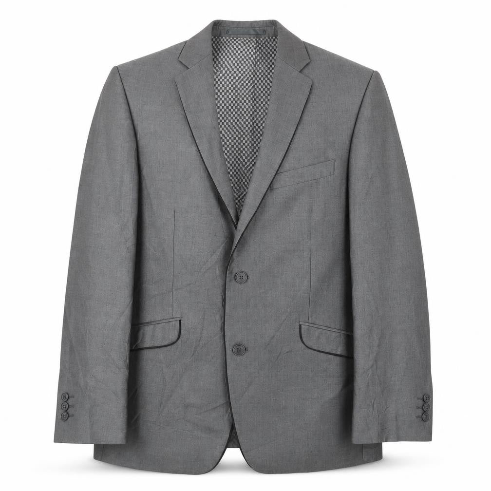 Front view of Lambretta Men Grey Check Blazer Jacket 40 Short