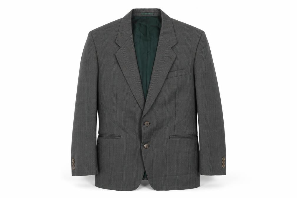 Front view of Dunn & Co Men's Grey Check Blazer, Size 42S, Classic Style