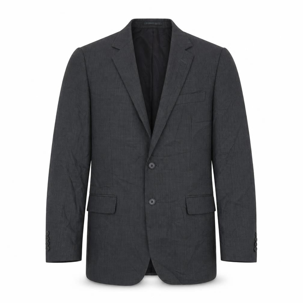 Front view of Jaeger Men's Grey Wool Blazer 40R Classic Style