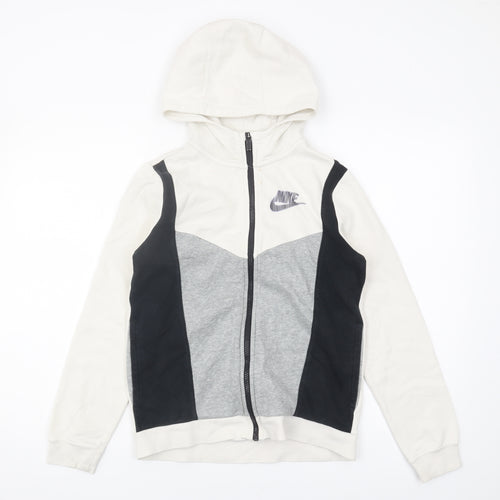 Nike Boys White Full Zip Hoodie M - Sports Casual Gym