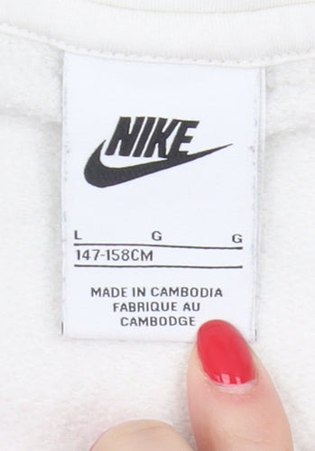 Nike Boys White Full Zip Hoodie M - Sports Casual Gym