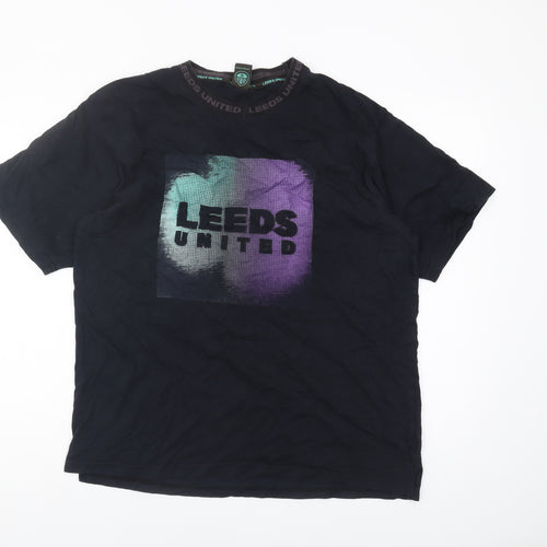 Leeds United Men's 2XL Black Graphic T-Shirt