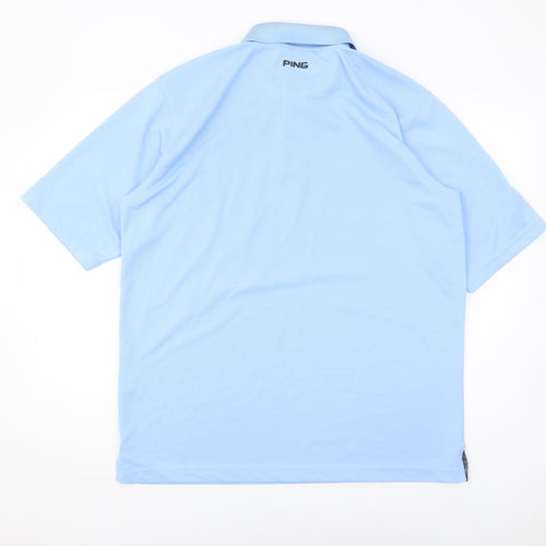 PING Men's Blue Large Polo Shirt Short Sleeve Golf