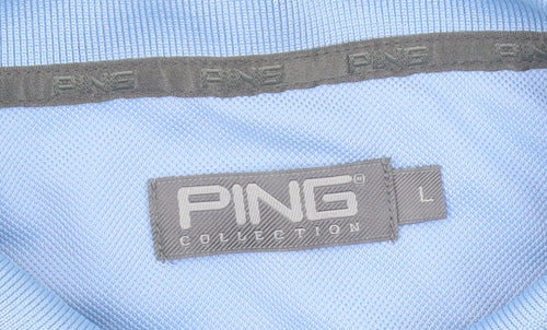 PING Men's Blue Large Polo Shirt Short Sleeve Golf