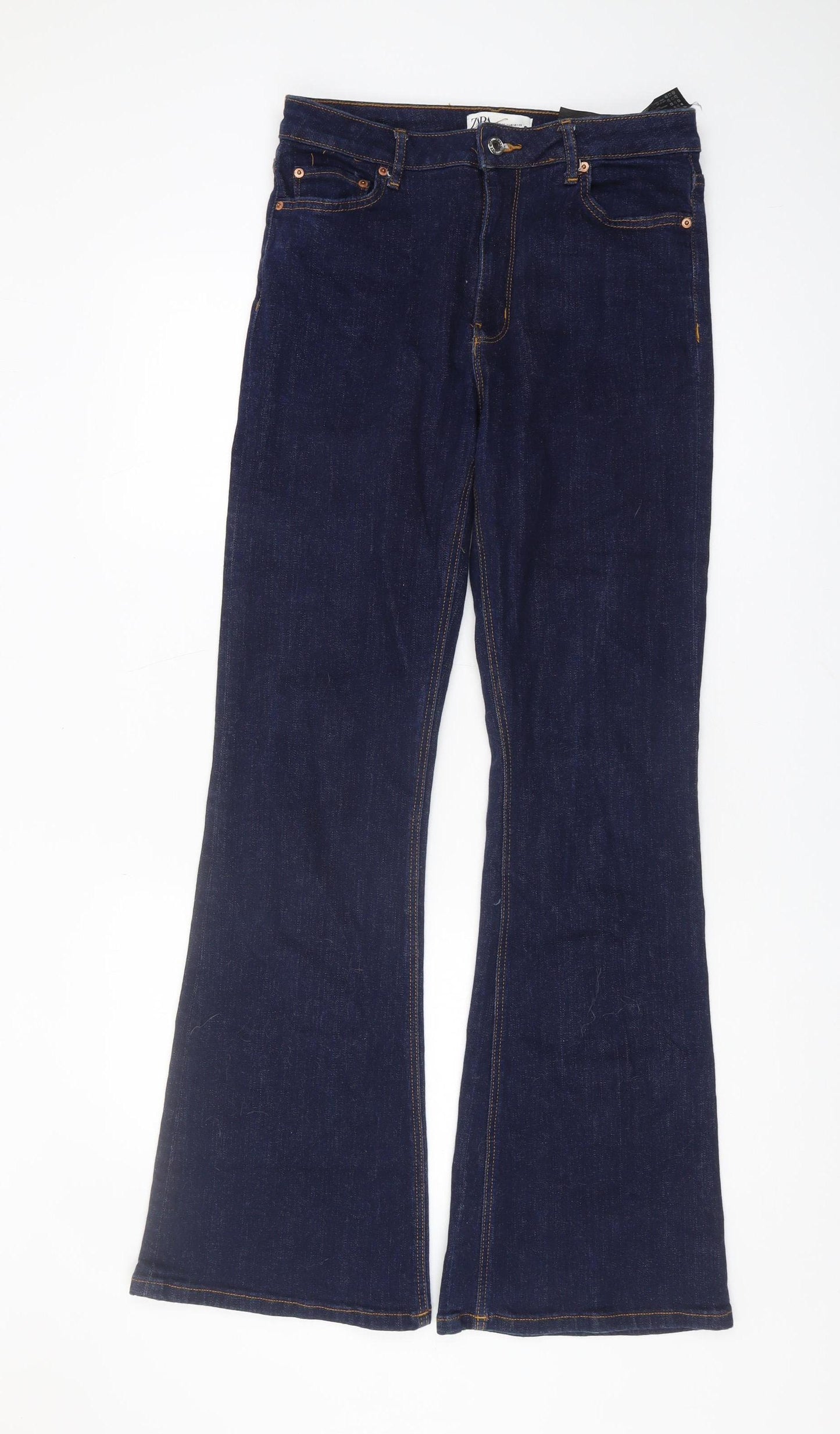 Zara Women's Blue Flared Jeans Size 12 Denim