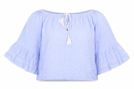 Front view of Maison de Nines Women's Blue Top, size 12