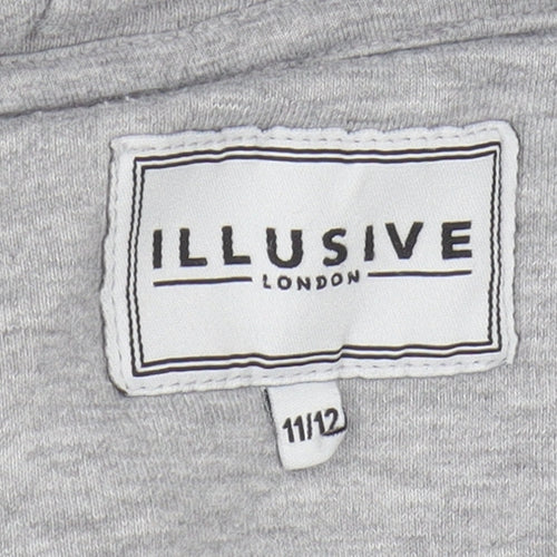 Illusive London Boys Grey Pullover Hoodie, Size 11-12